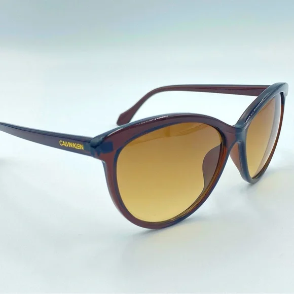 Calvin Klein Fashion Sunglasses Cat Eye Oversized Brown w/ Gradient Lens 55mm